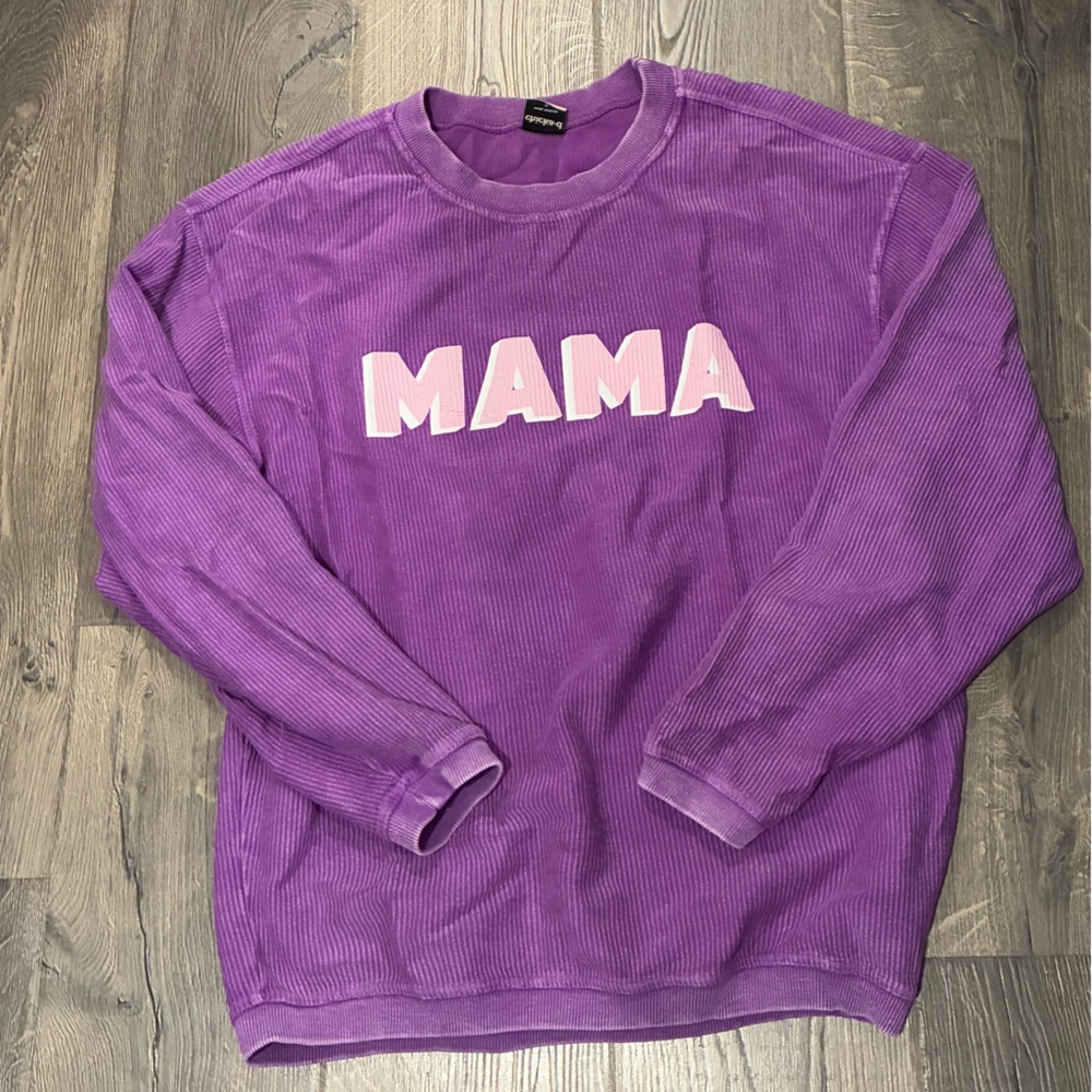 Corded Purple MAMA Sweatshirt Size Small